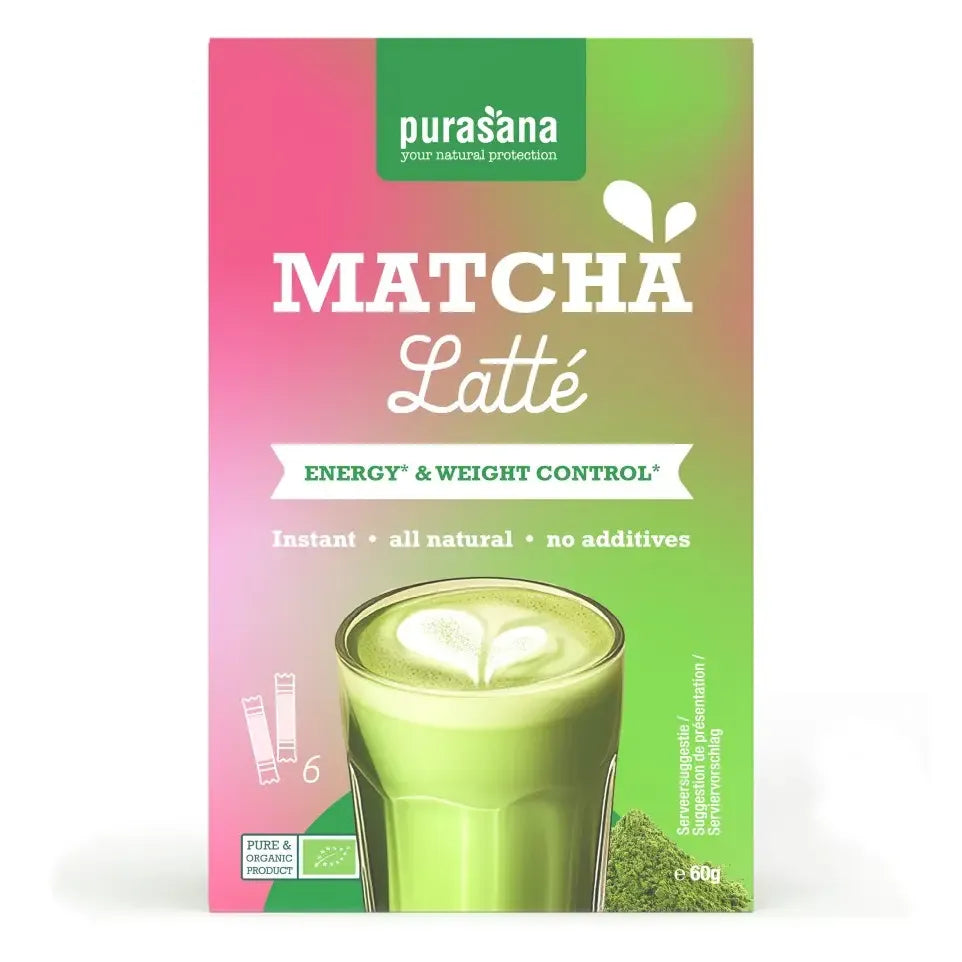Purasana Latte matcha 6 sachets biologisch 60 gram