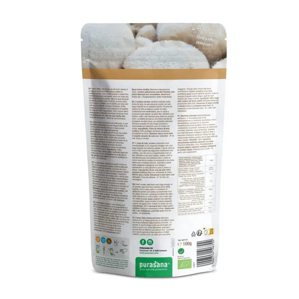 Purasana Lion's mane poeder biologisch 100 gram