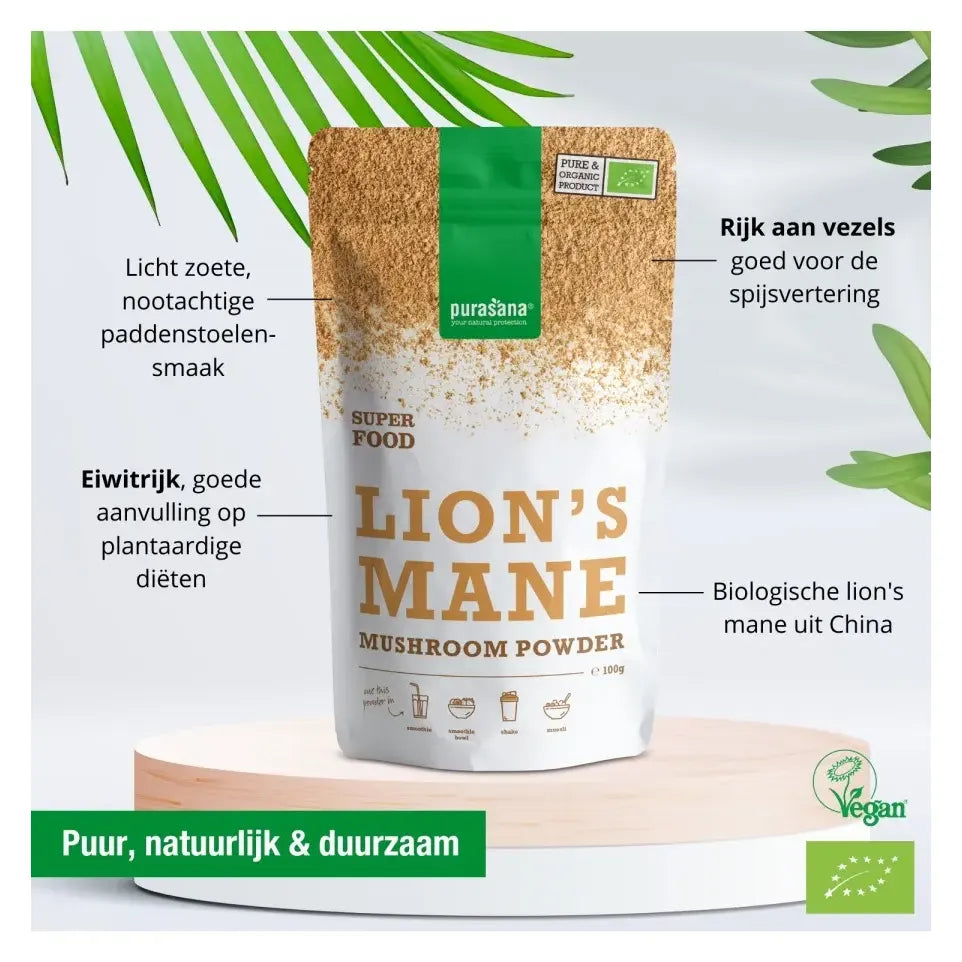 Purasana Lion's mane poeder biologisch 100 gram