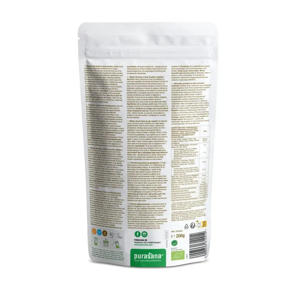 Purasana Maca & cacao poedermix 200 gram