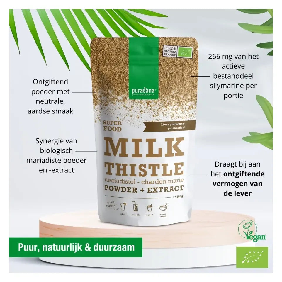 Purasana Mariadistel poeder + extract biologisch 100 gram