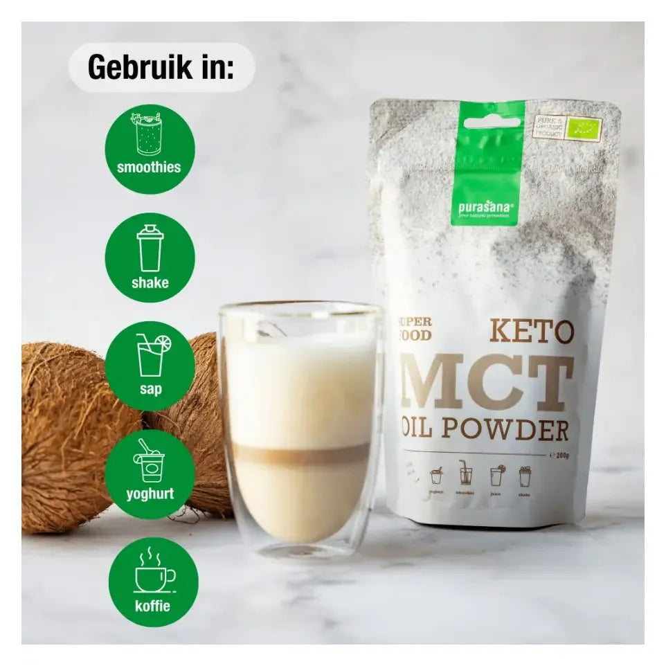 Purasana MCT olie poeder vegan bio 200 gram