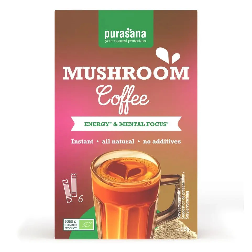 Purasana Mushroom coffee 6 sachets biologisch 18 gram