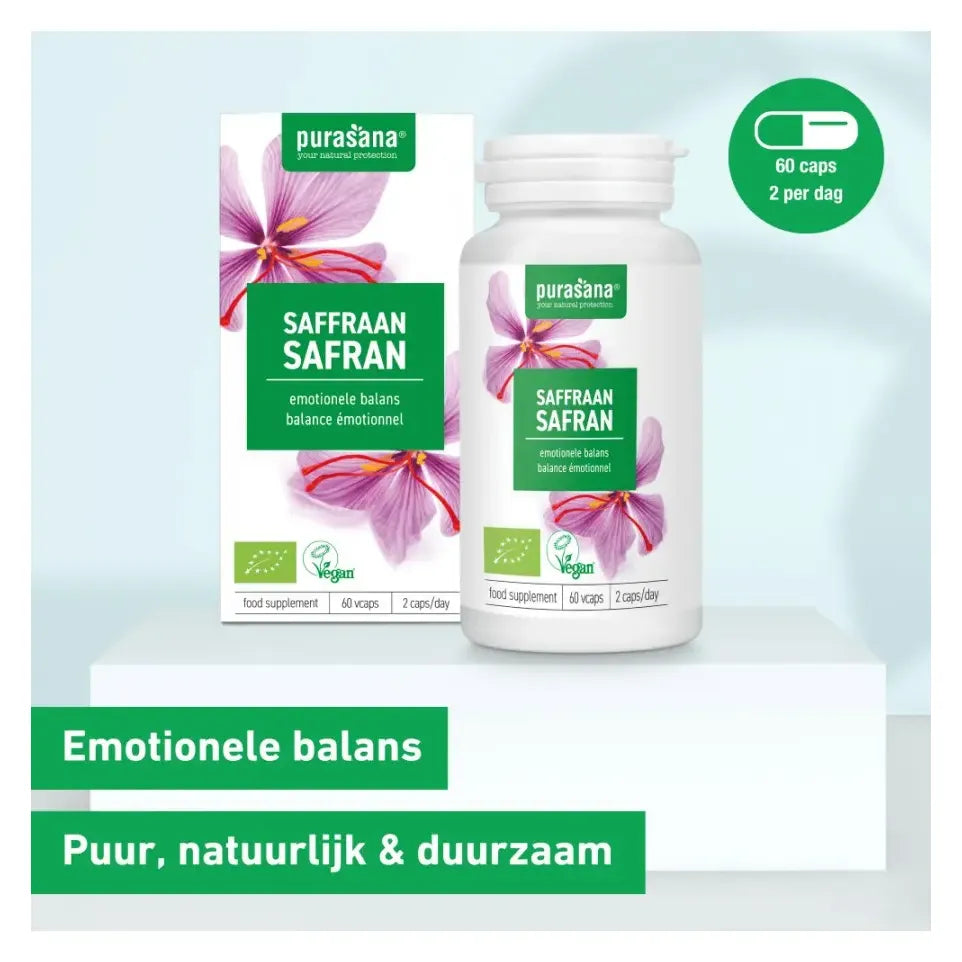 Purasana saffraan extract 15 mg biologisch 60 vcaps