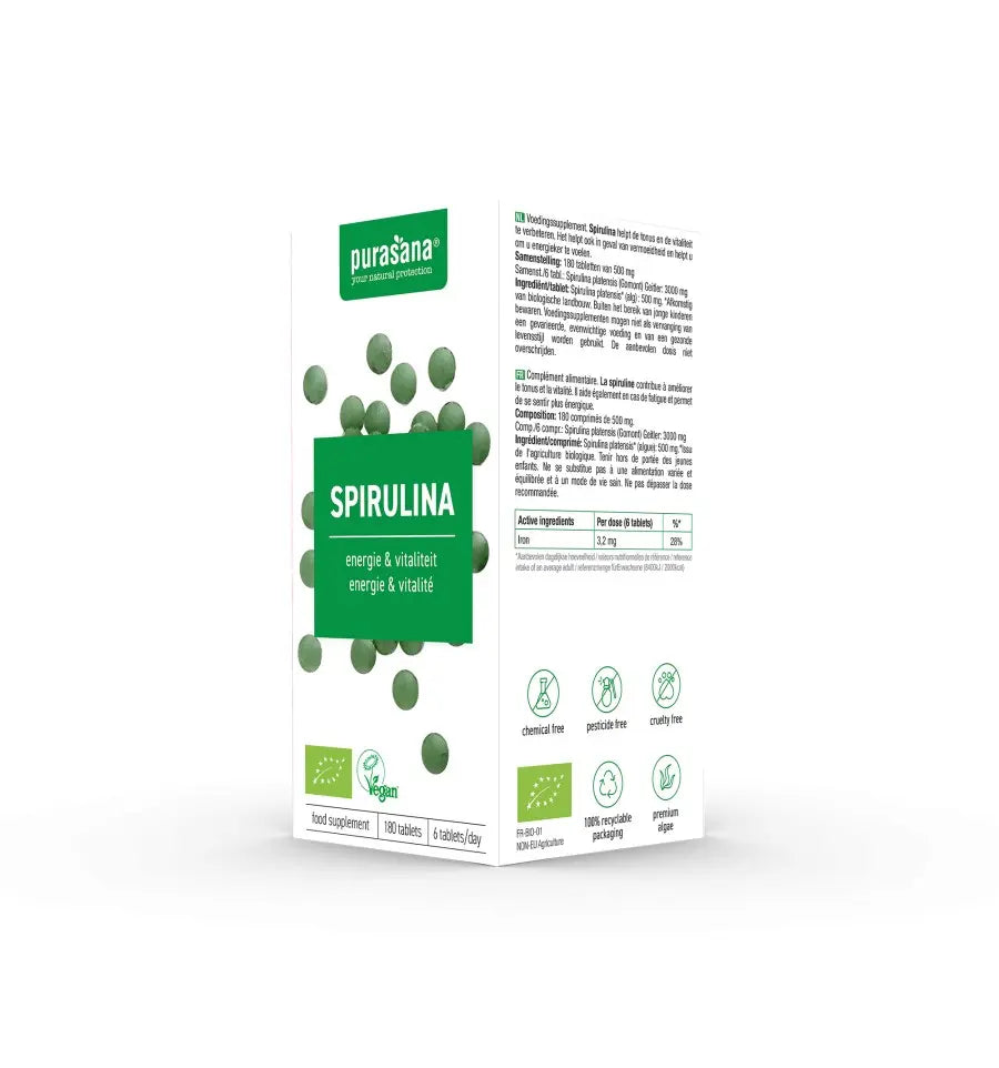 Purasana Spirulina 180 tabletten (afbeelding 5)