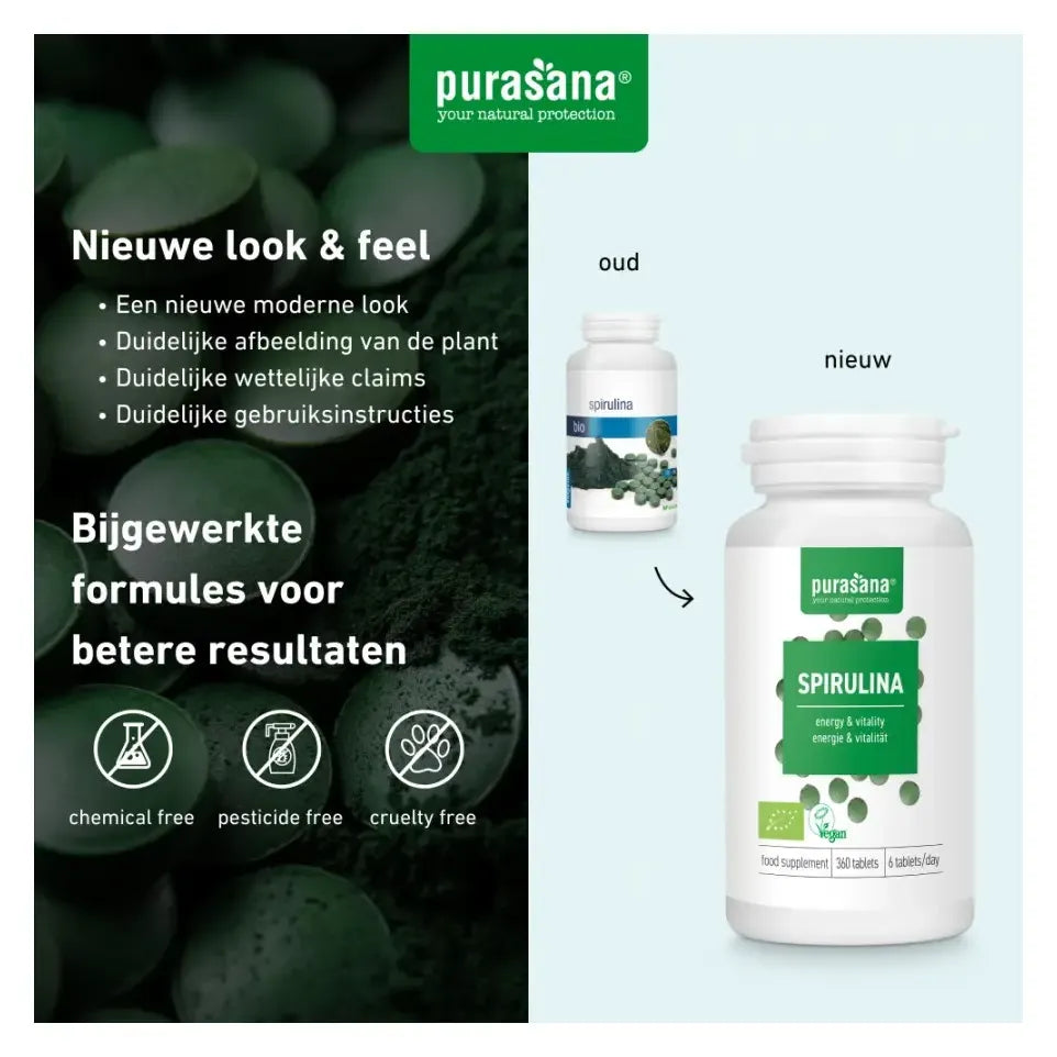 Purasana Spirulina 180 tabletten (afbeelding 7)