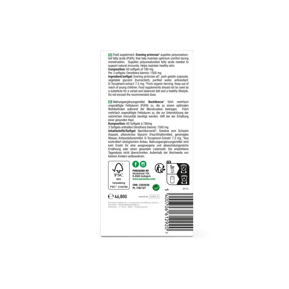 Purasana Teunisbloem 60 softgels