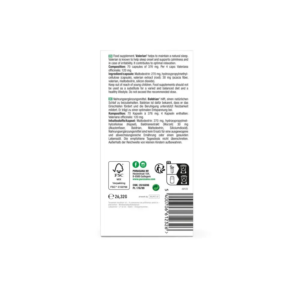 Purasana Valeriaan 70 capsules