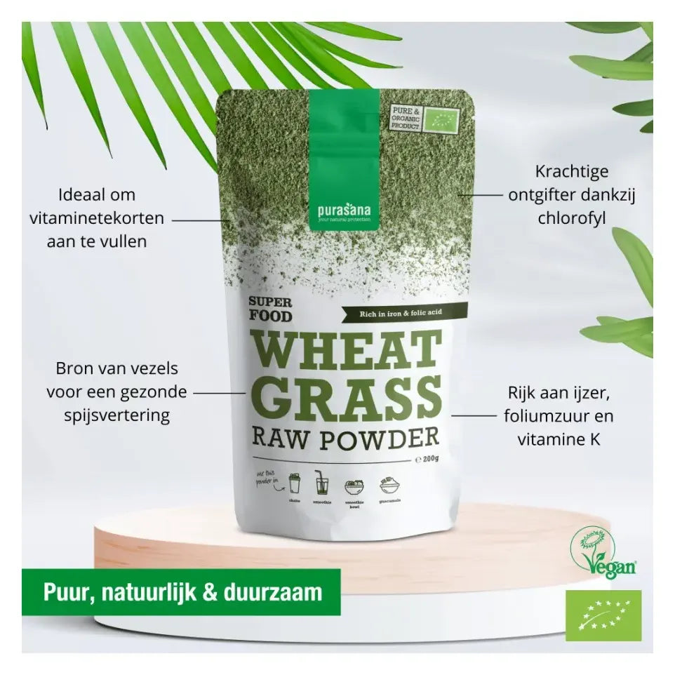 Purasana Tarwegras wheatgrass poeder 200 gram