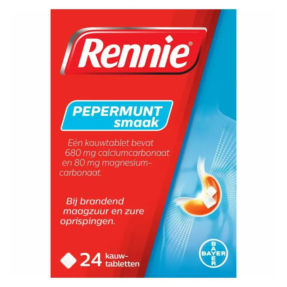 Rennie Pepermunt 24 kauwtabletten (afbeelding 1)