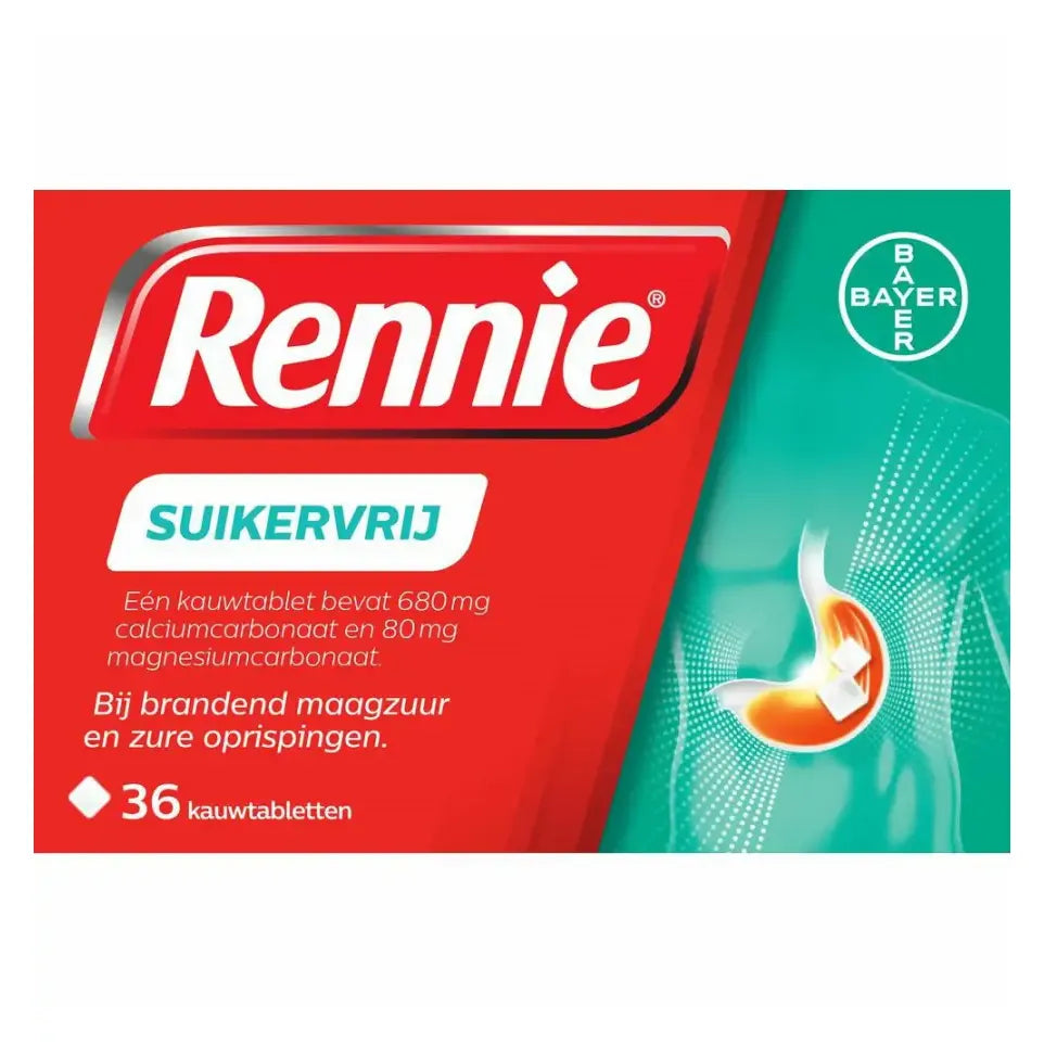 Rennie Suikervrij 36 kauwtabletten (afbeelding 1)
