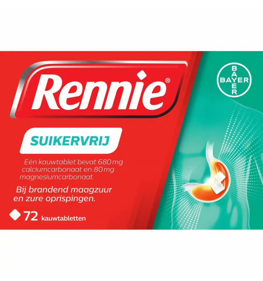 Rennie Suikervrij 72 kauwtabletten