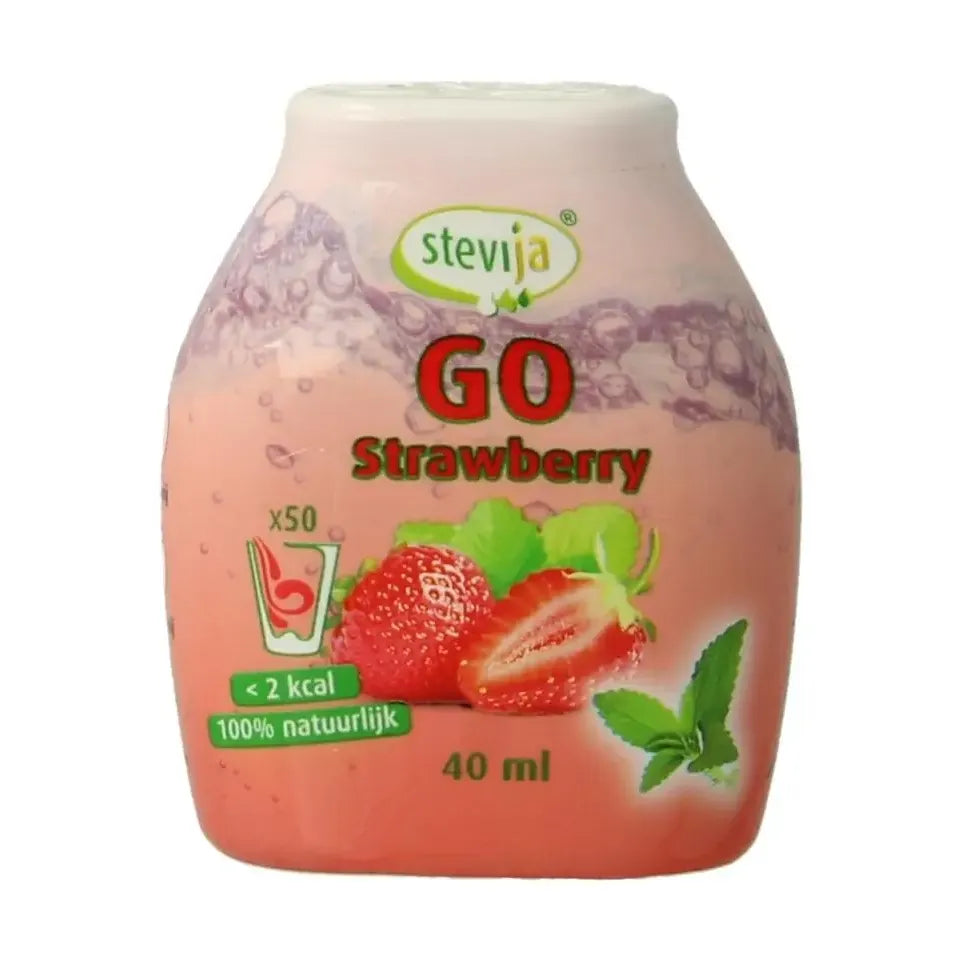 Stevija Stevia limonadesiroop go strawberry 40 ml