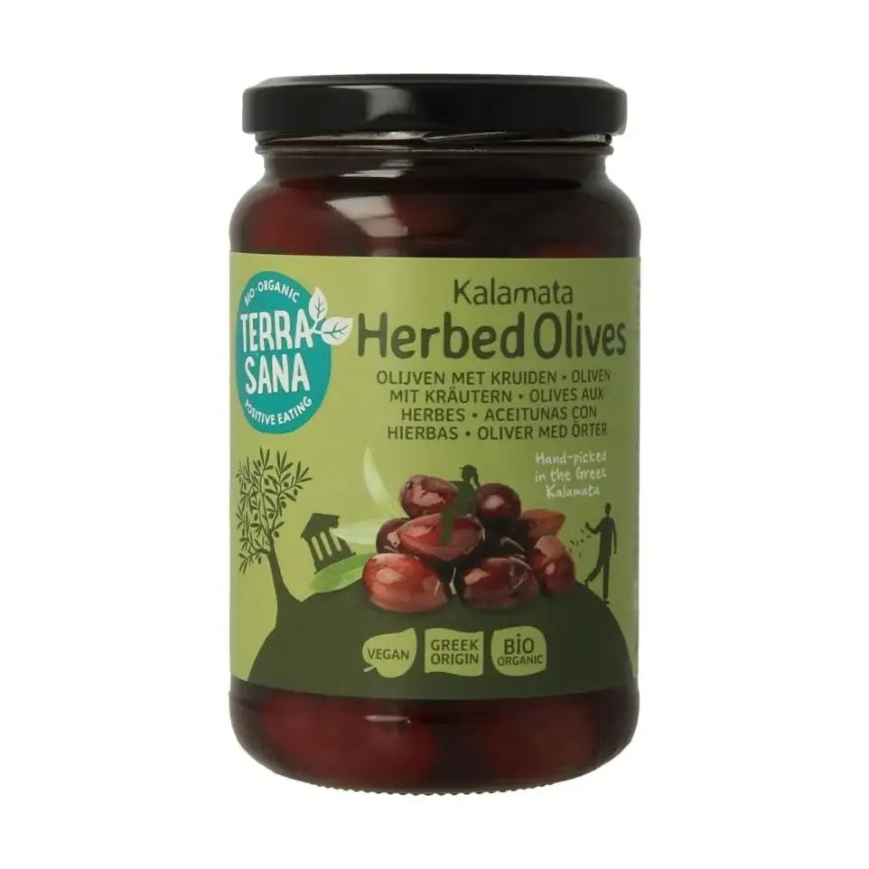 Terrasana Kalamata olijven met kruiden bio 345 gram
