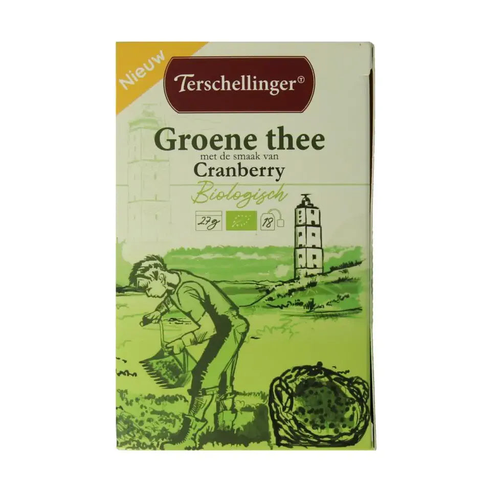 Terschellinger Groene thee cranberry biologisch 18 zakjes
