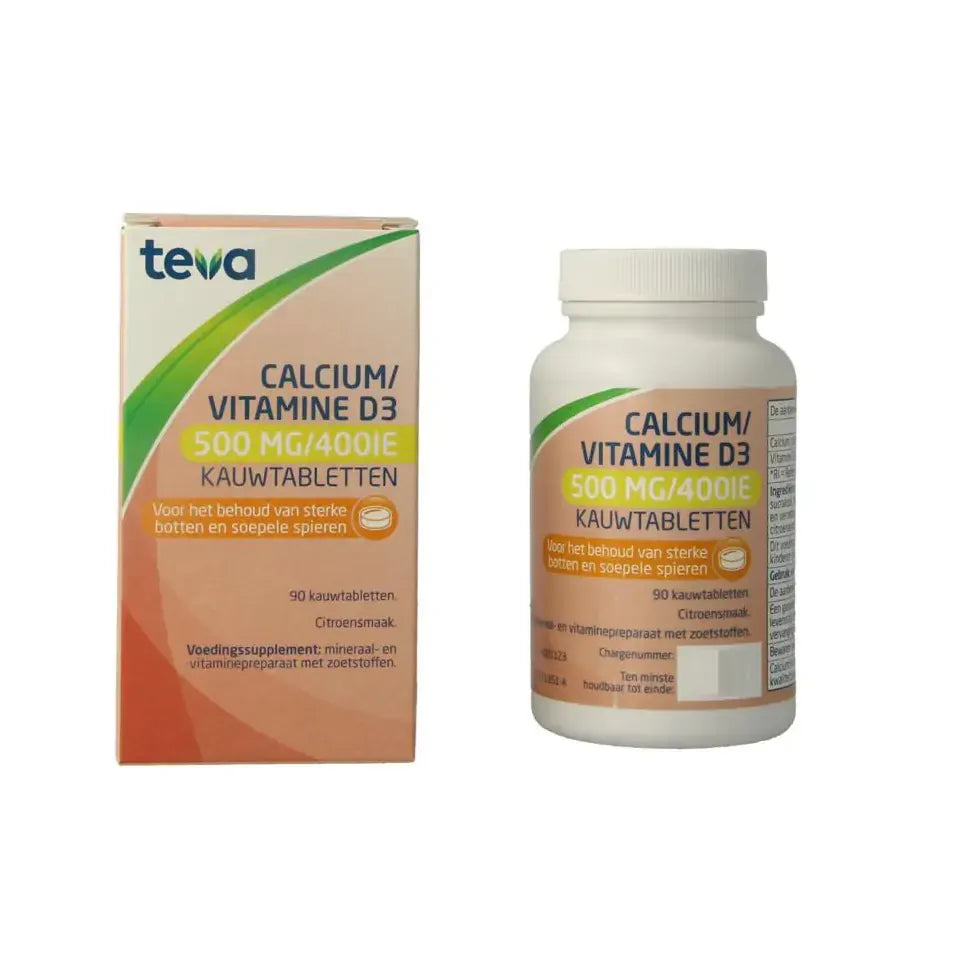 Teva Calcium/Vitamine D 500mg/10 mcg 90 kauwtabletten