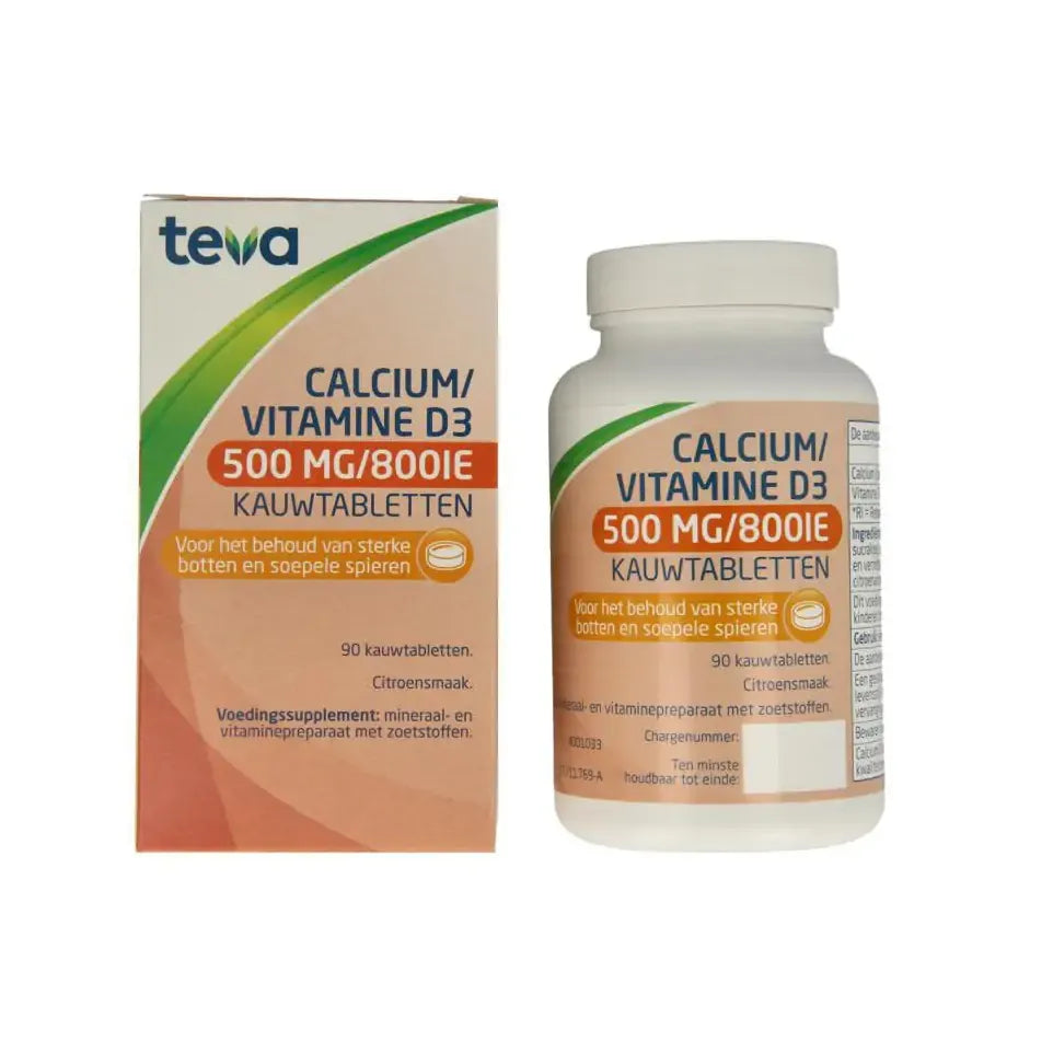 Teva Calcium / Vitamine D 500mg/20 mcg kauwtablet 90 tabletten
