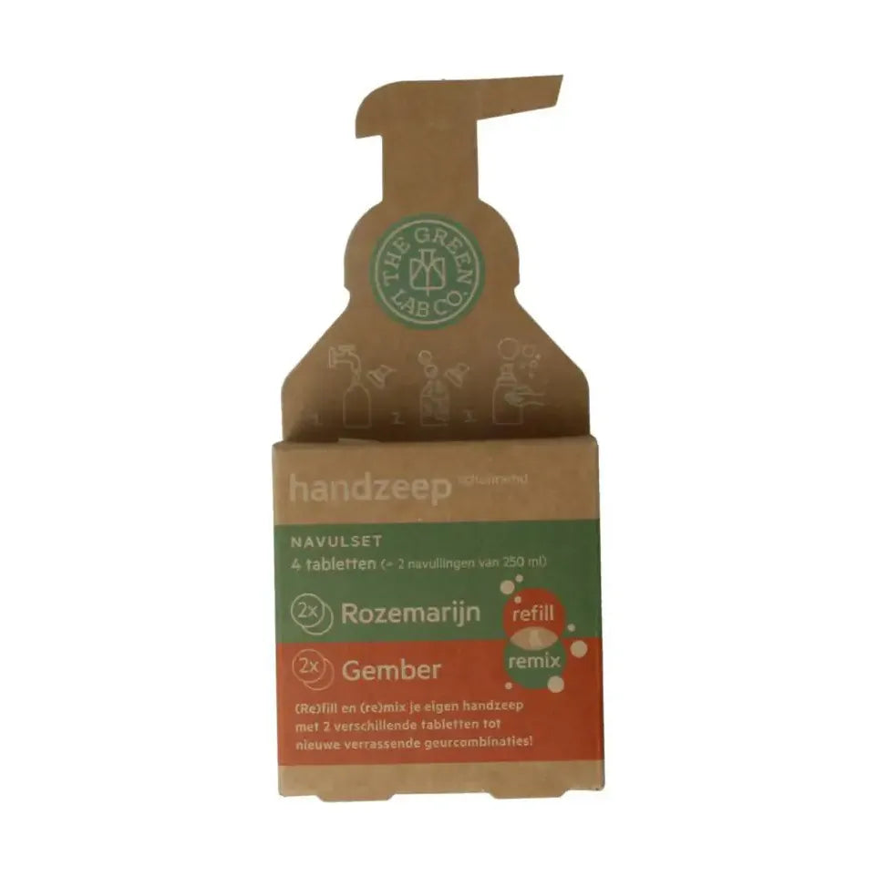 The Green Lab Co Handzeep navulset rozemarijn & gember 4 stuks