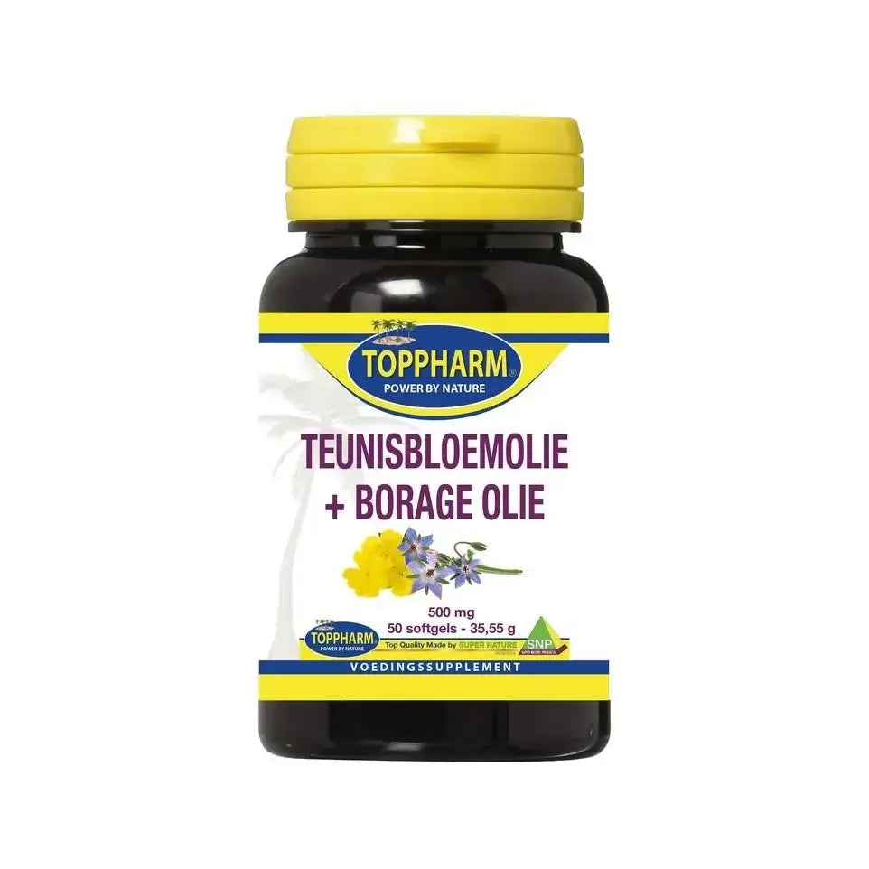 Toppharm Teunisbloem en Borage olie 50 softgels
