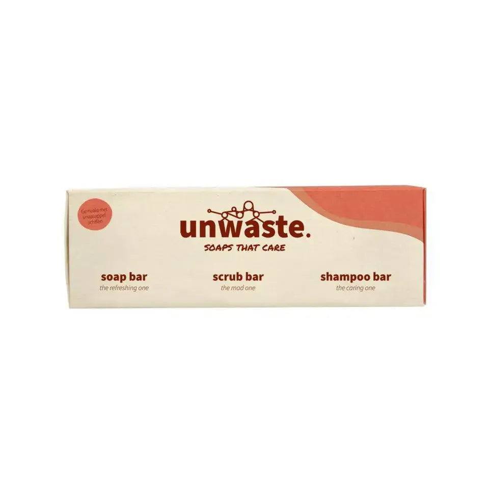 Unwaste Giftset orange soap scrub shampoo