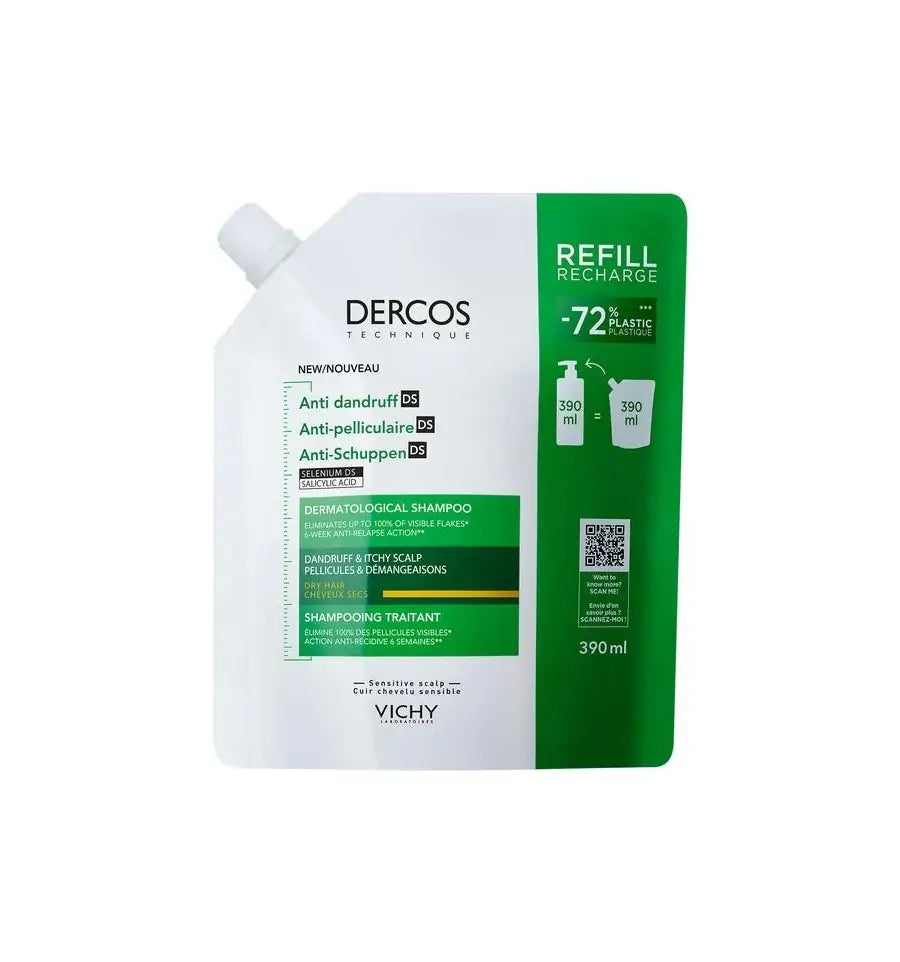 Vichy Dercos anti-roos shampoo droog haar navulling 390 ml