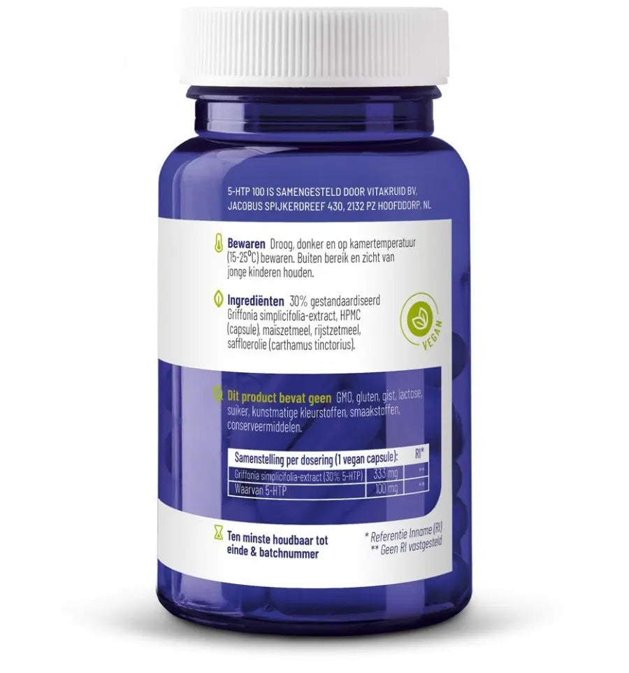 Vitakruid 5-HTP 100 mg 60 vcaps (afbeelding 3)