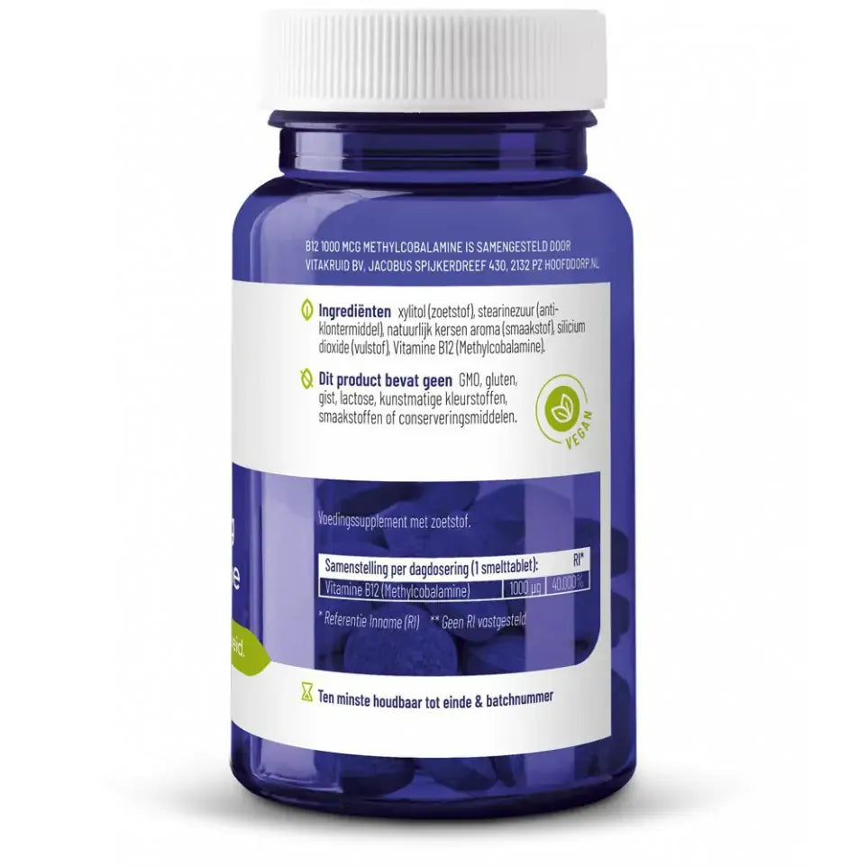 Vitakruid B12 1000 mcg methylcobalamine 90 tabletten (afbeelding 3)
