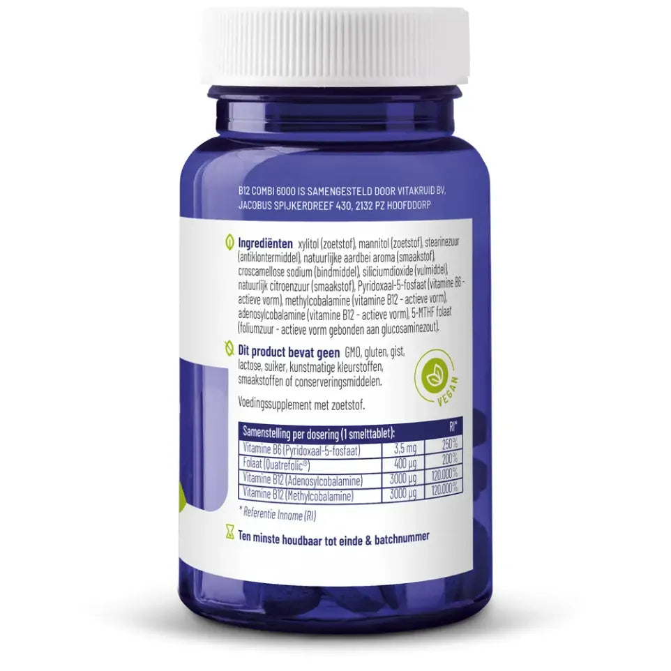 Vitakruid B12 Combi 6000 met folaat & P-5-P 60 tabletten (afbeelding 3)