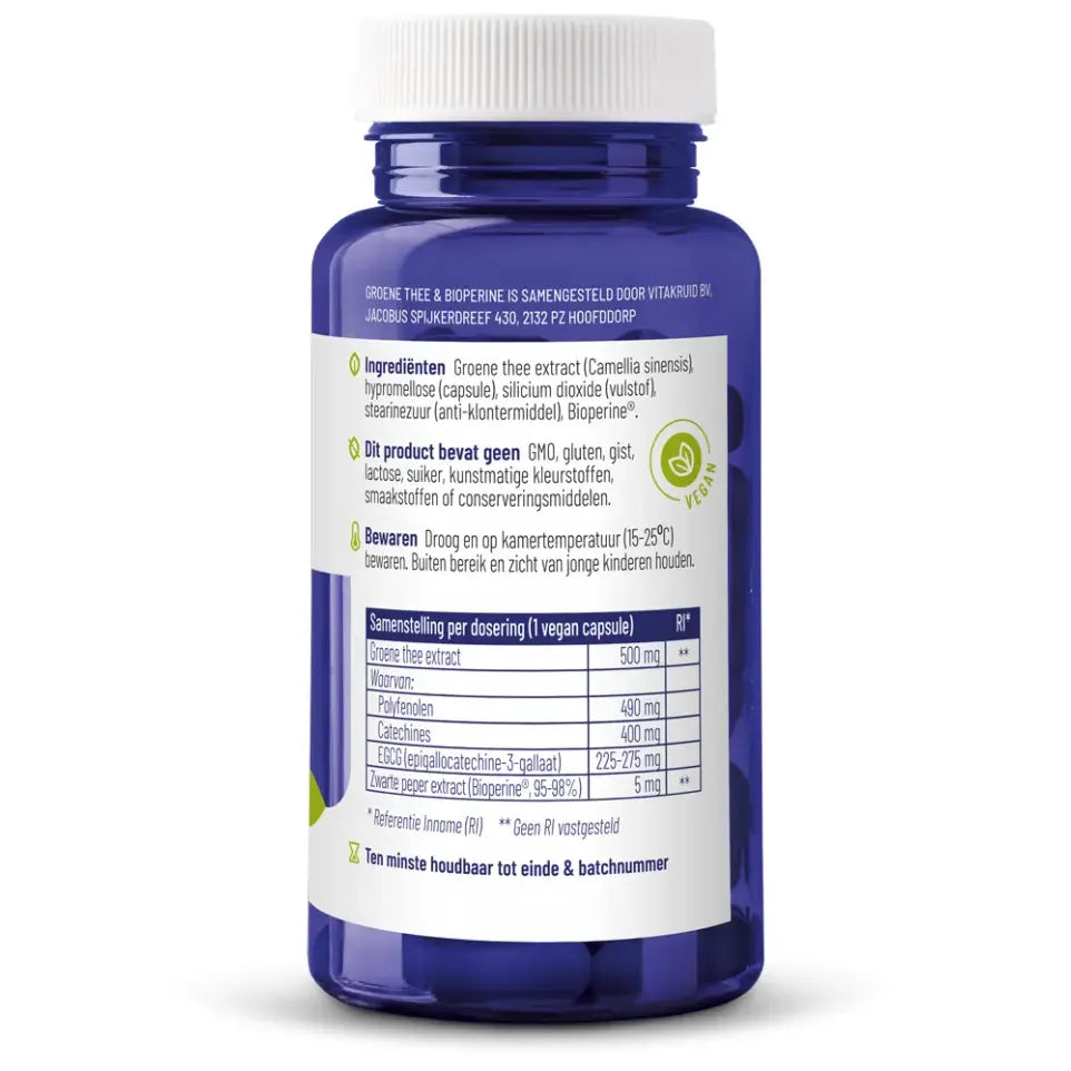 Vitakruid Groene Thee en Bioperine 60 vcaps
