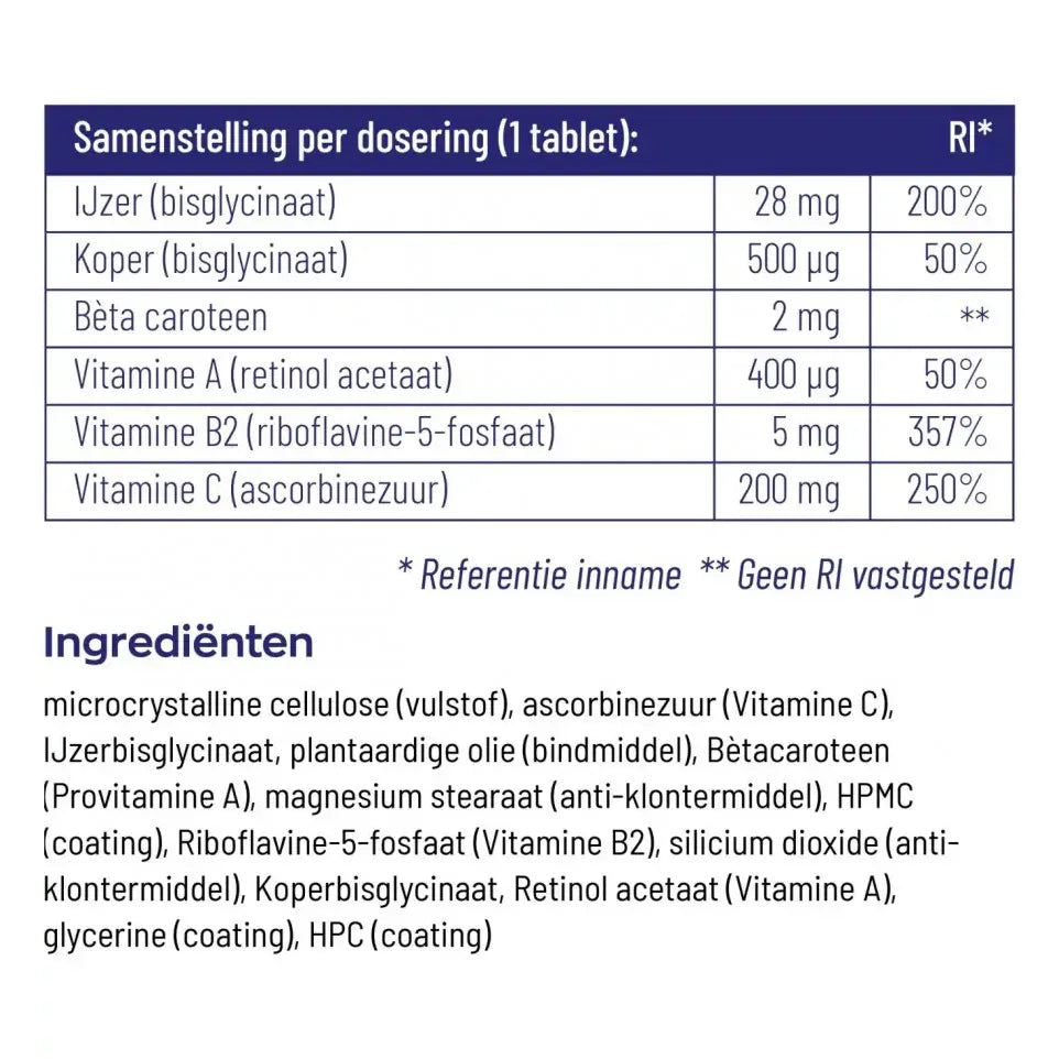 Vitakruid IJzer Bisglycinaat complex 90 tabletten