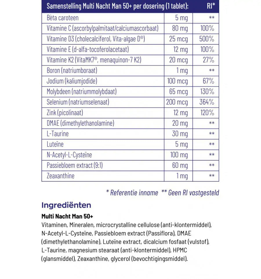 Vitakruid Multi dag & nacht man 50+ 2 x 30 60 tabletten (afbeelding 7)