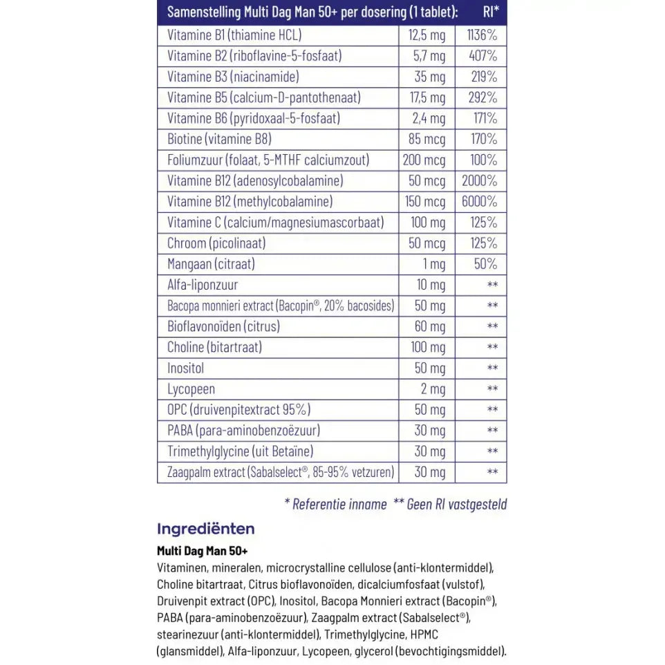 Vitakruid Multi dag & nacht man 50+ 2 x 30 60 tabletten (afbeelding 6)