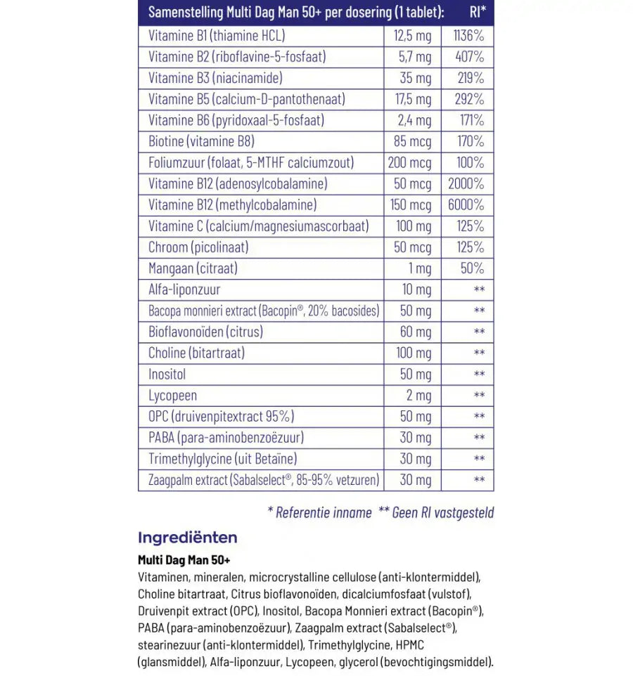 Vitakruid Multi dag & nacht man 50+ 30 tabletten (afbeelding 4)