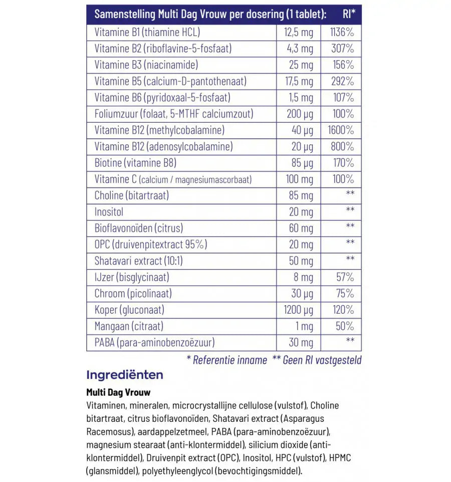 Vitakruid Multi Dag & Nacht Vrouw 2 x 30 60 tabletten (afbeelding 5)
