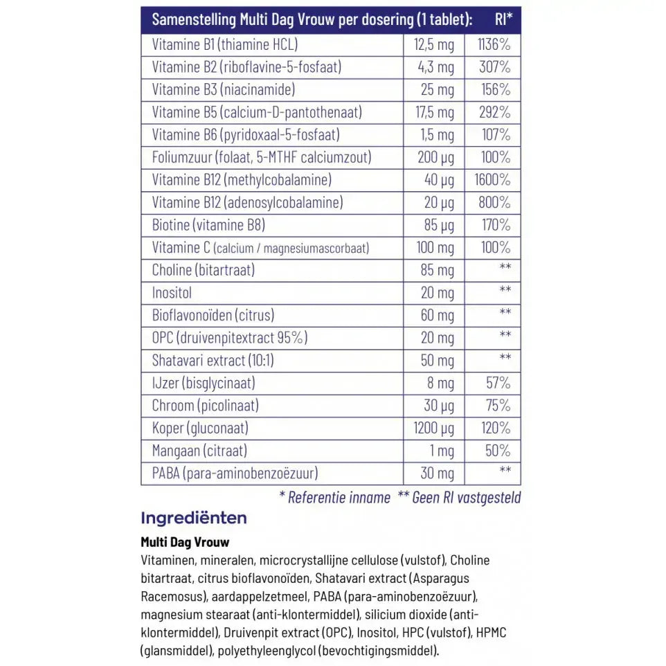 Vitakruid Multi Dag & Nacht Vrouw 2 x 30 60 tabletten (afbeelding 5)