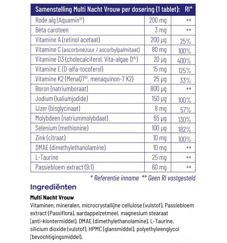 Vitakruid Multi Dag & Nacht Vrouw 2 x 30 60 tabletten (afbeelding 10)