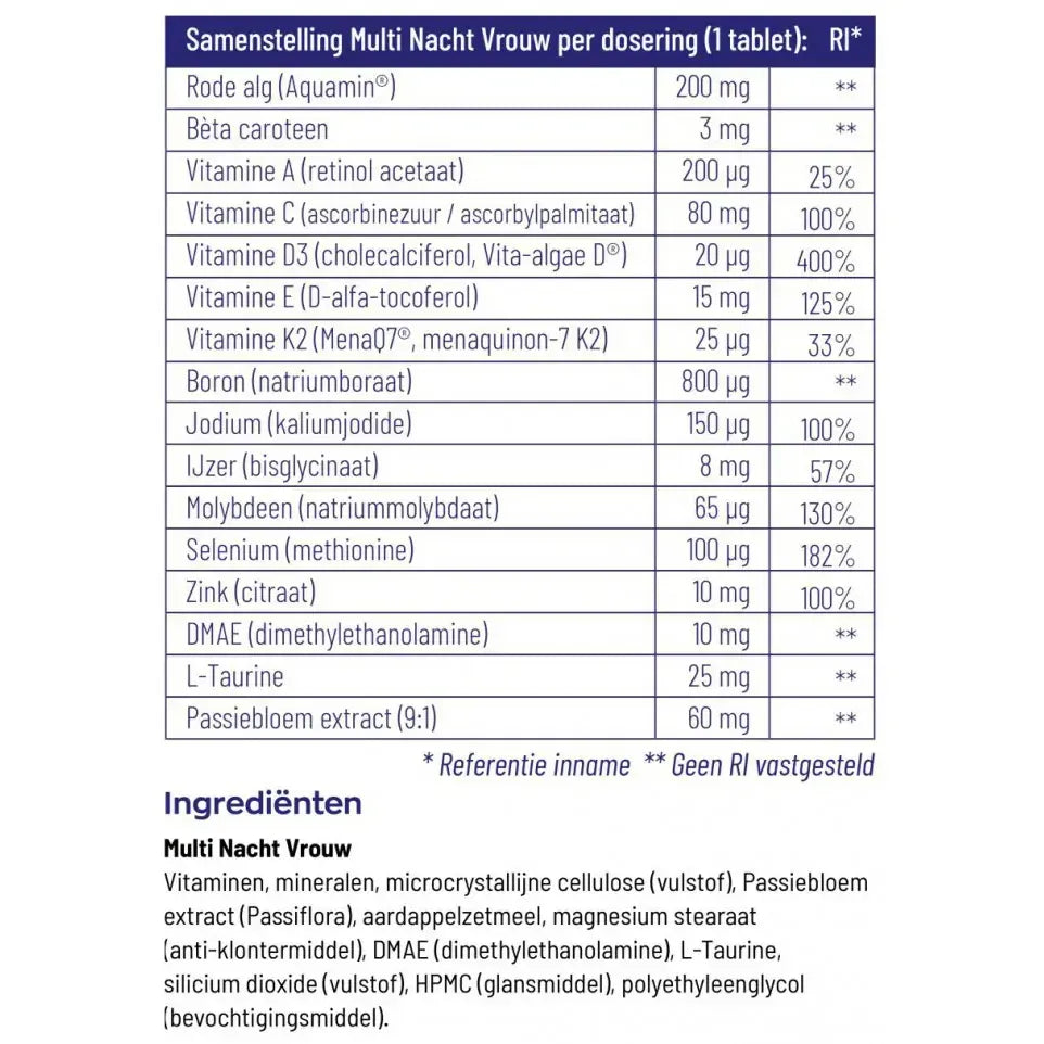 Vitakruid Multi Dag & Nacht Vrouw 2 x 30 60 tabletten (afbeelding 10)