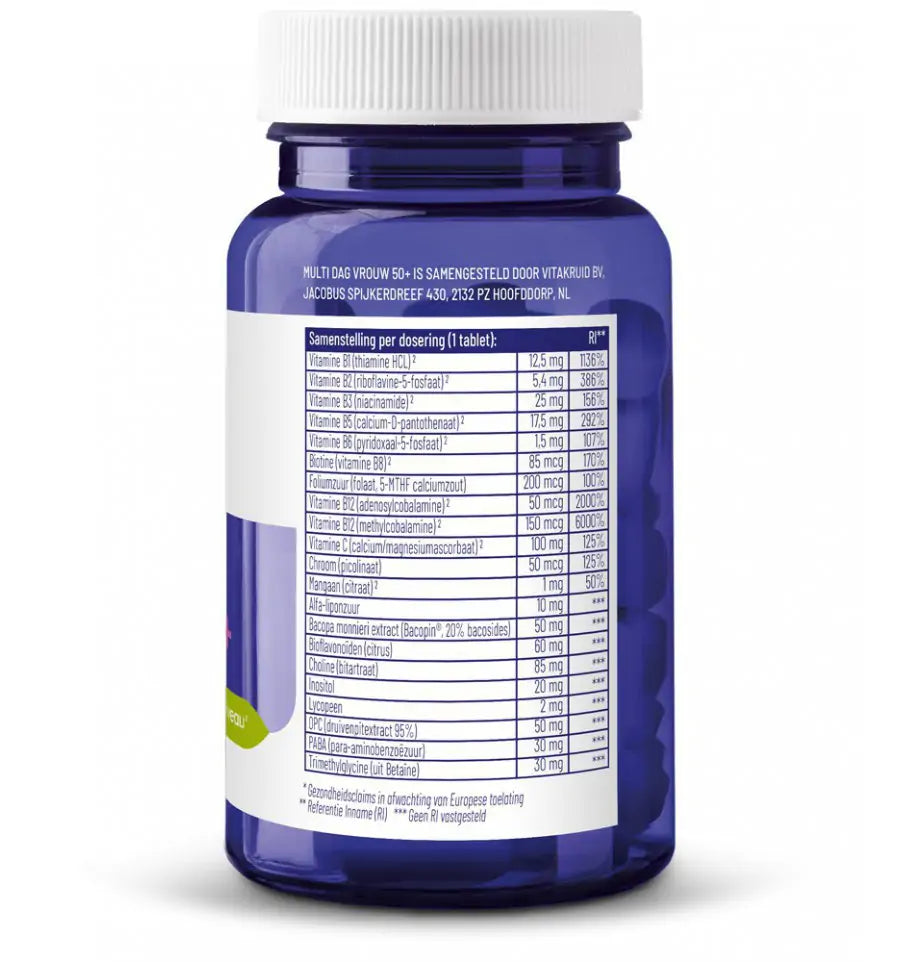Vitakruid Multi dag & nacht vrouw 50+ 2 x 30 60 tabletten (afbeelding 4)