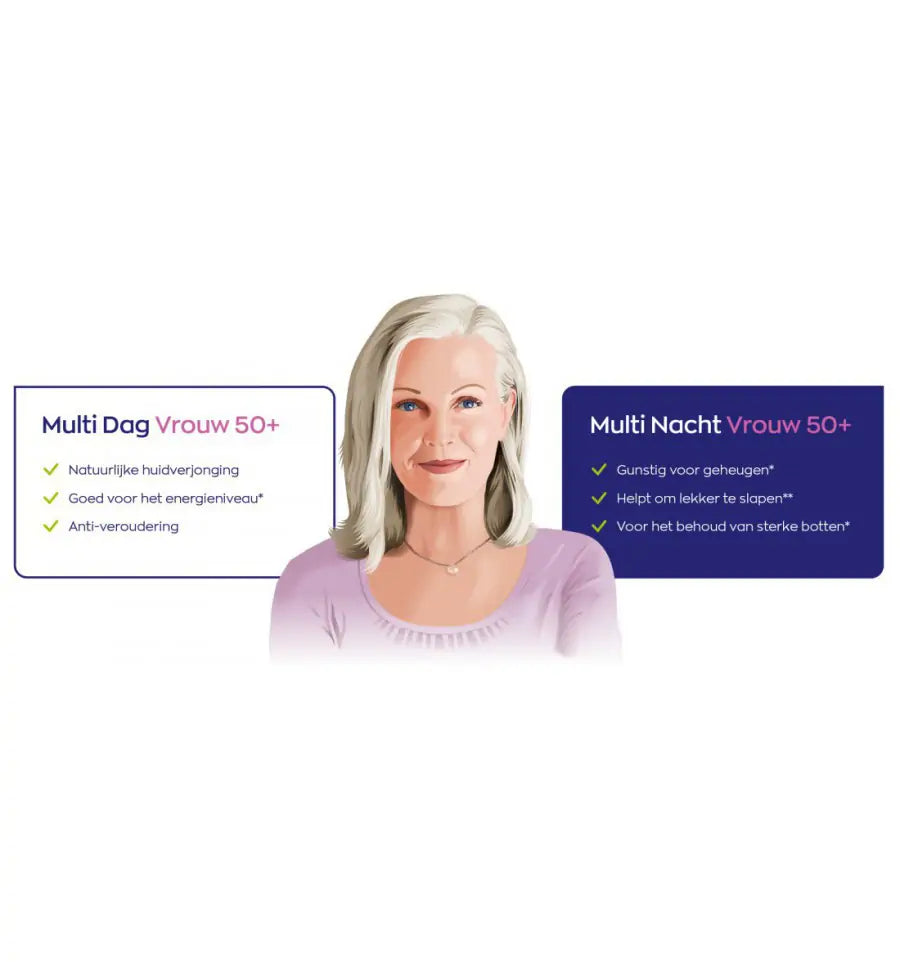 Vitakruid Multi dag & nacht vrouw 50+ 2 x 30 60 tabletten (afbeelding 10)