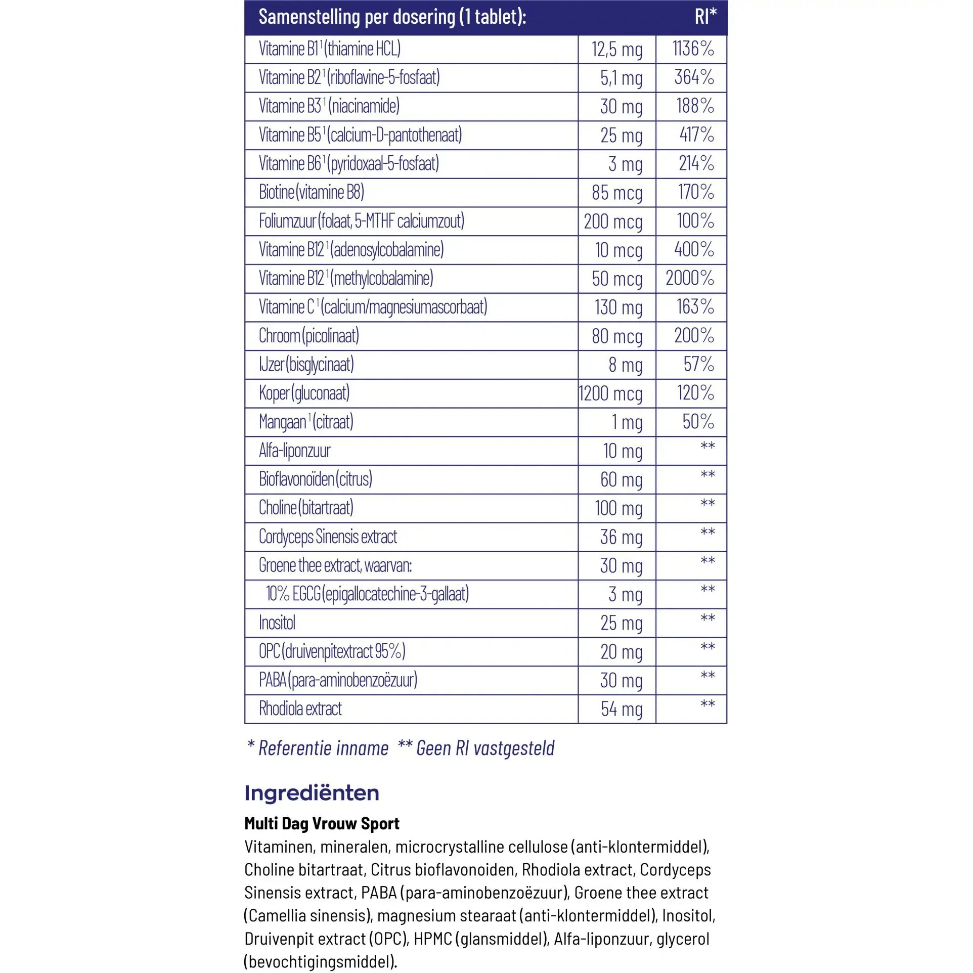 Vitakruid Multi dag & nacht vrouw sport 2 x 30 60 tabletten (afbeelding 5)