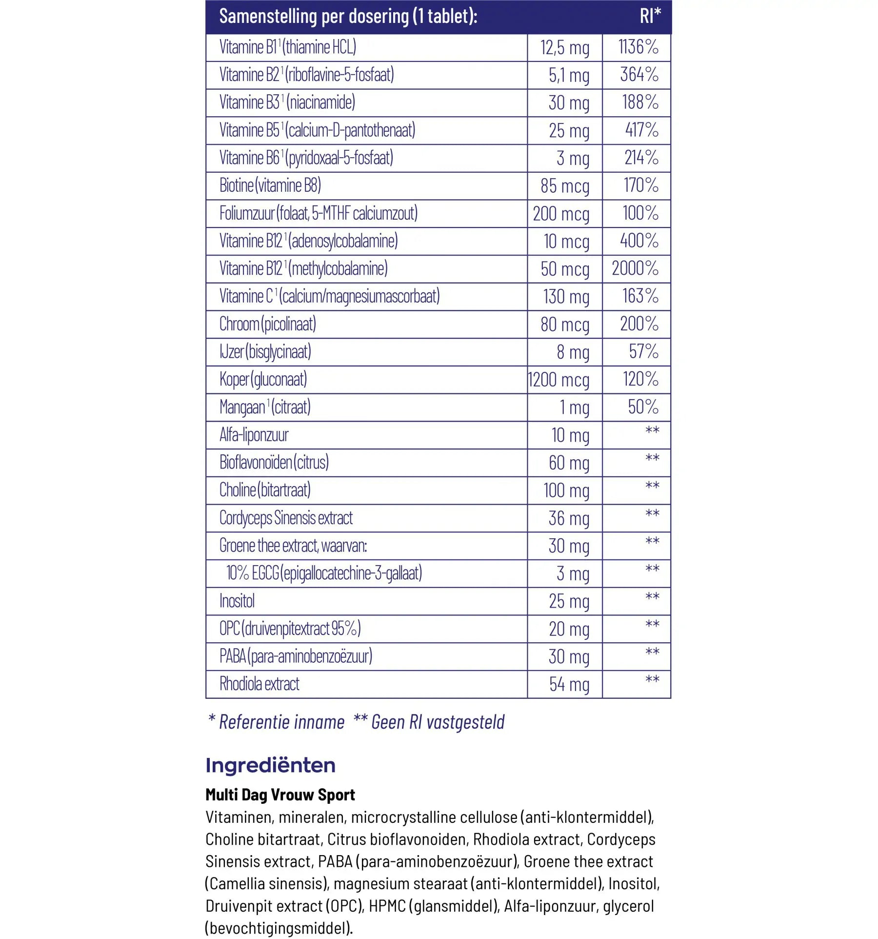 Vitakruid Multi dag & nacht vrouw sport 2 x 30 60 tabletten (afbeelding 5)