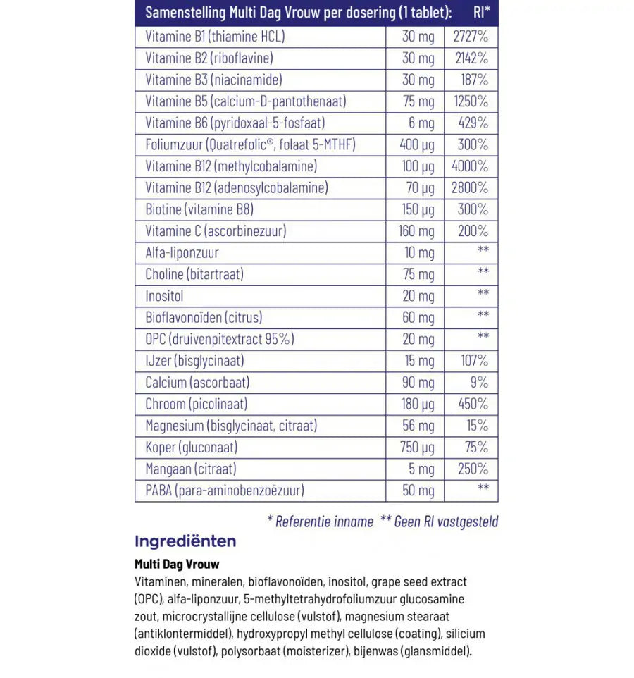 Vitakruid Multi dag vrouw 50+ 30 tabletten (afbeelding 4)