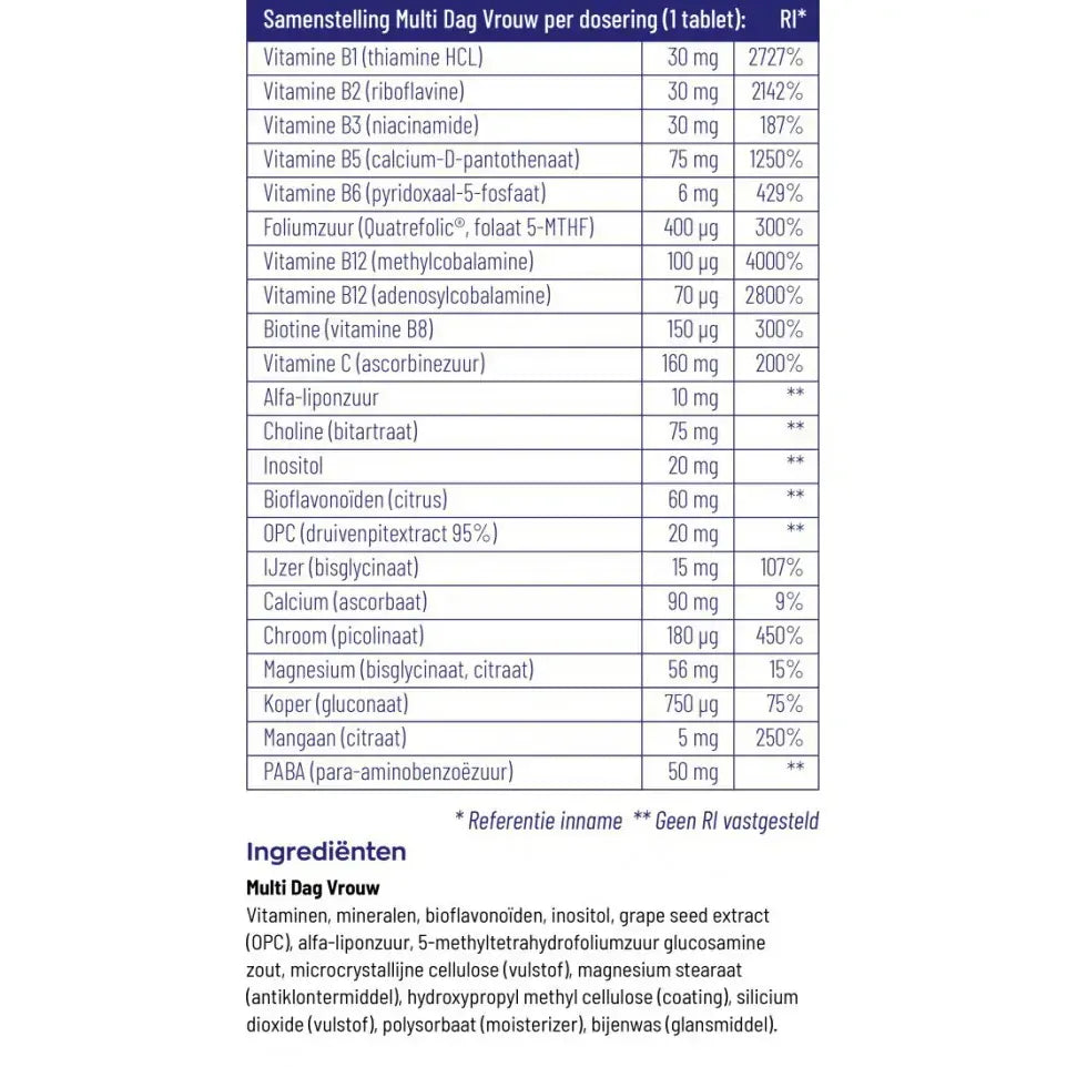 Vitakruid Multi dag vrouw 50+ 30 tabletten (afbeelding 4)
