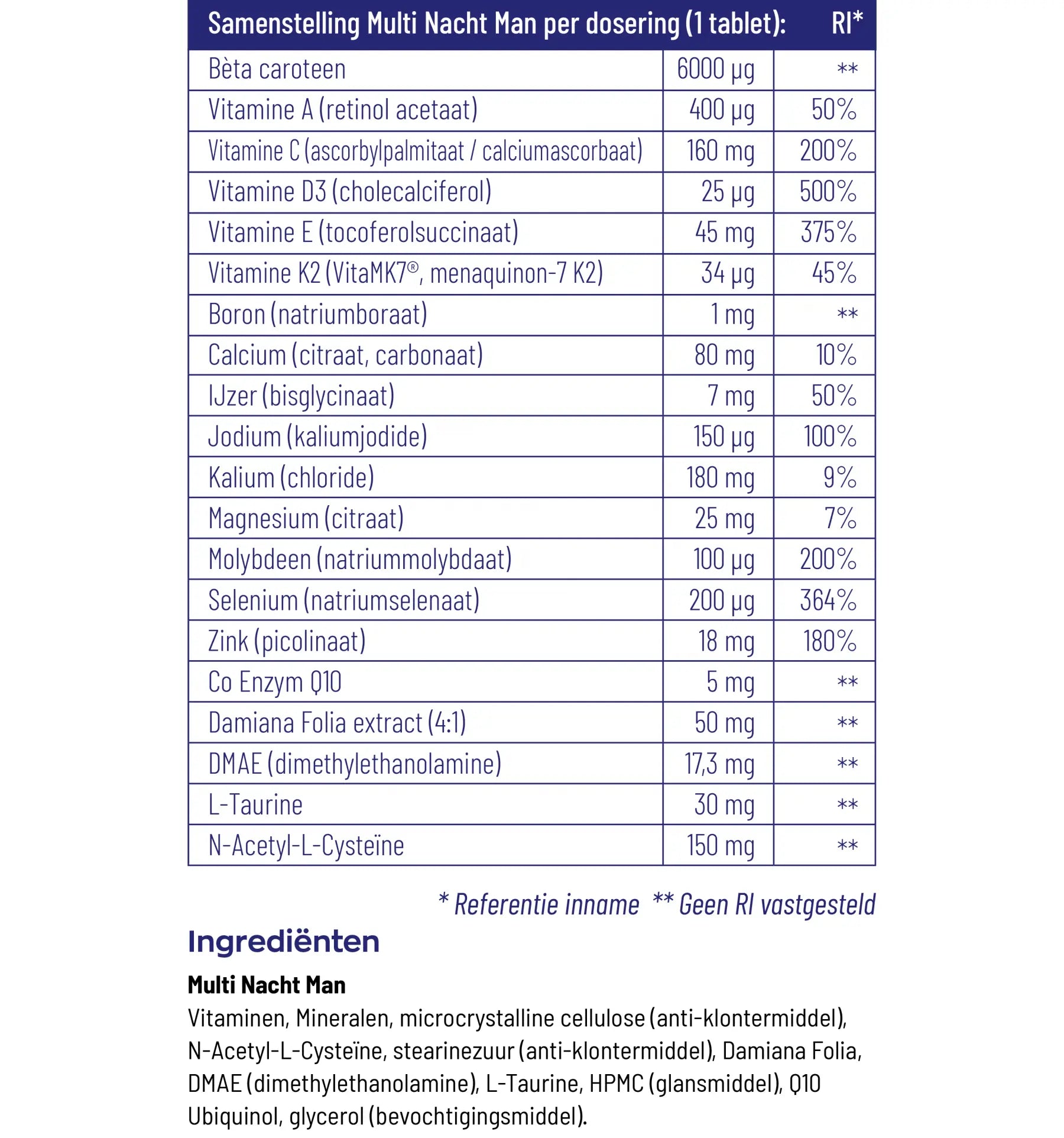 Vitakruid Multi nacht man 30 tabletten (afbeelding 4)
