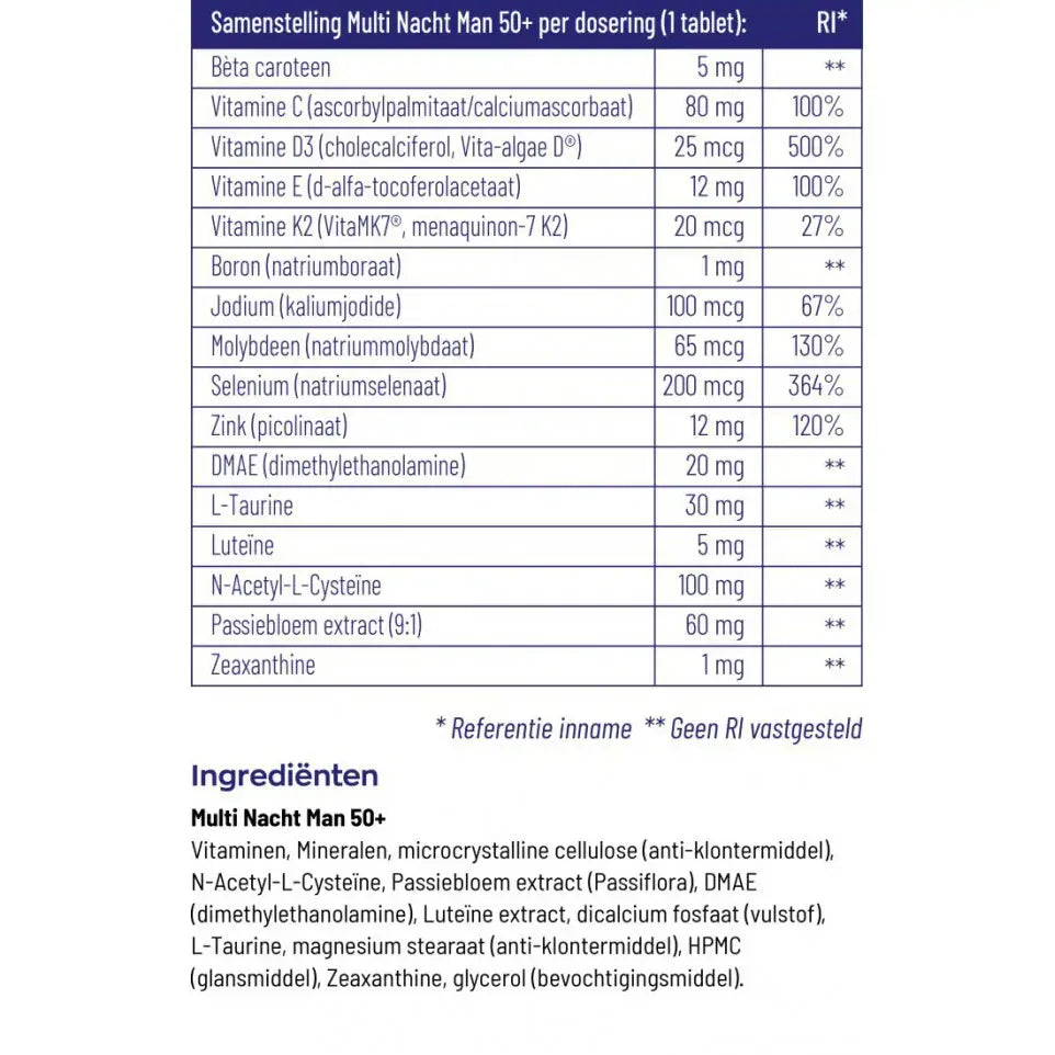 Vitakruid Multi nacht man 50+ 30 tabletten (afbeelding 2)