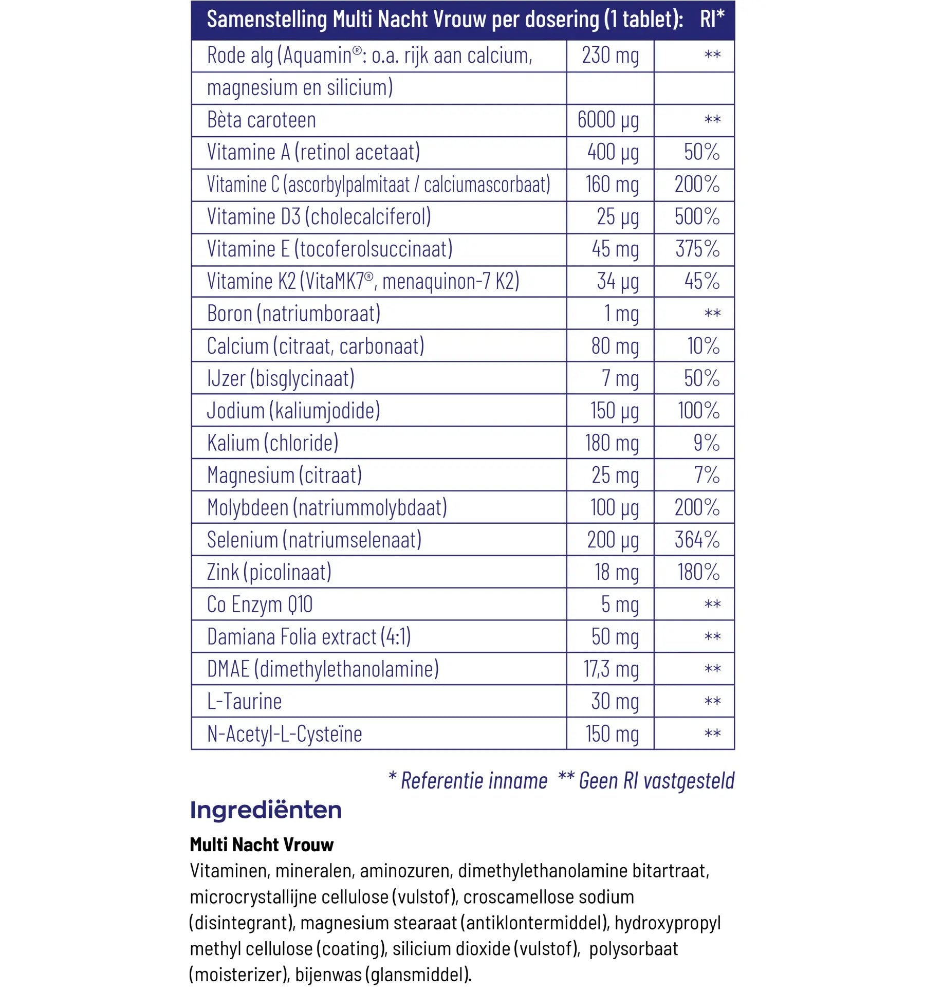 Vitakruid Multi nacht vrouw 30 tabletten (afbeelding 4)