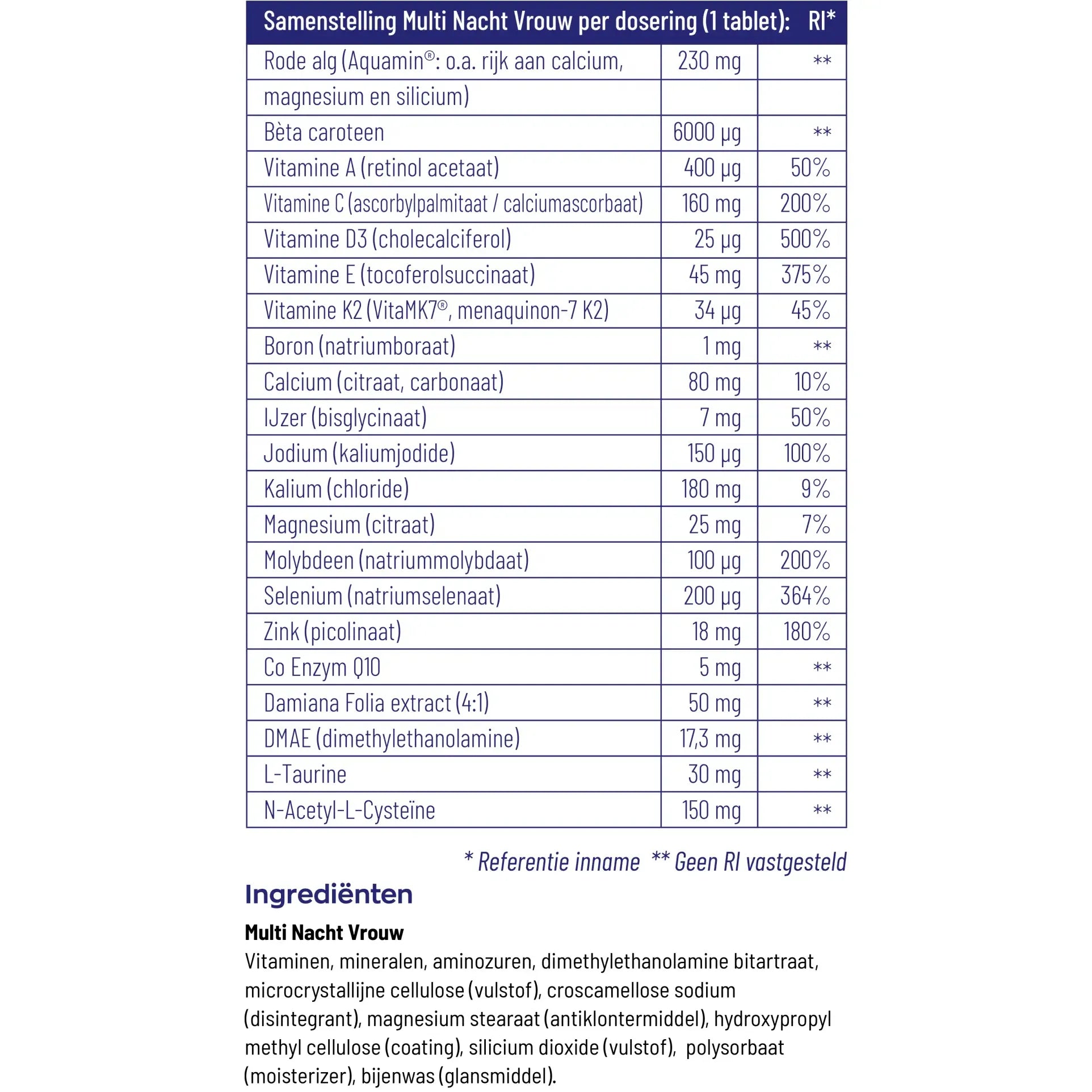 Vitakruid Multi nacht vrouw 30 tabletten (afbeelding 4)