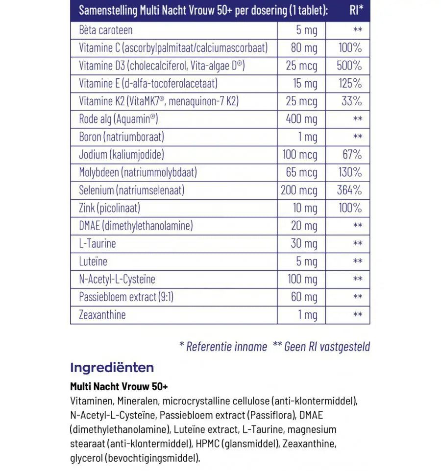 Vitakruid Multi nacht vrouw 50+ 30 tabletten (afbeelding 4)