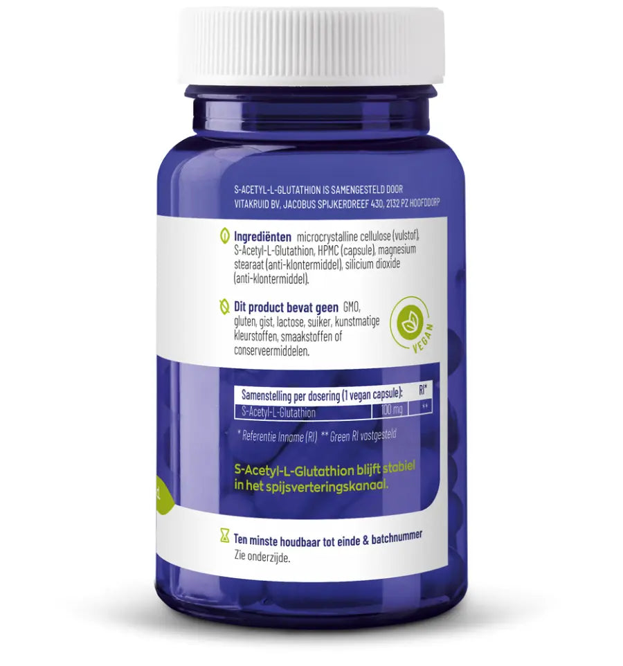 Vitakruid S-Acetyl-L-Glutathion 30 vcaps (afbeelding 3)