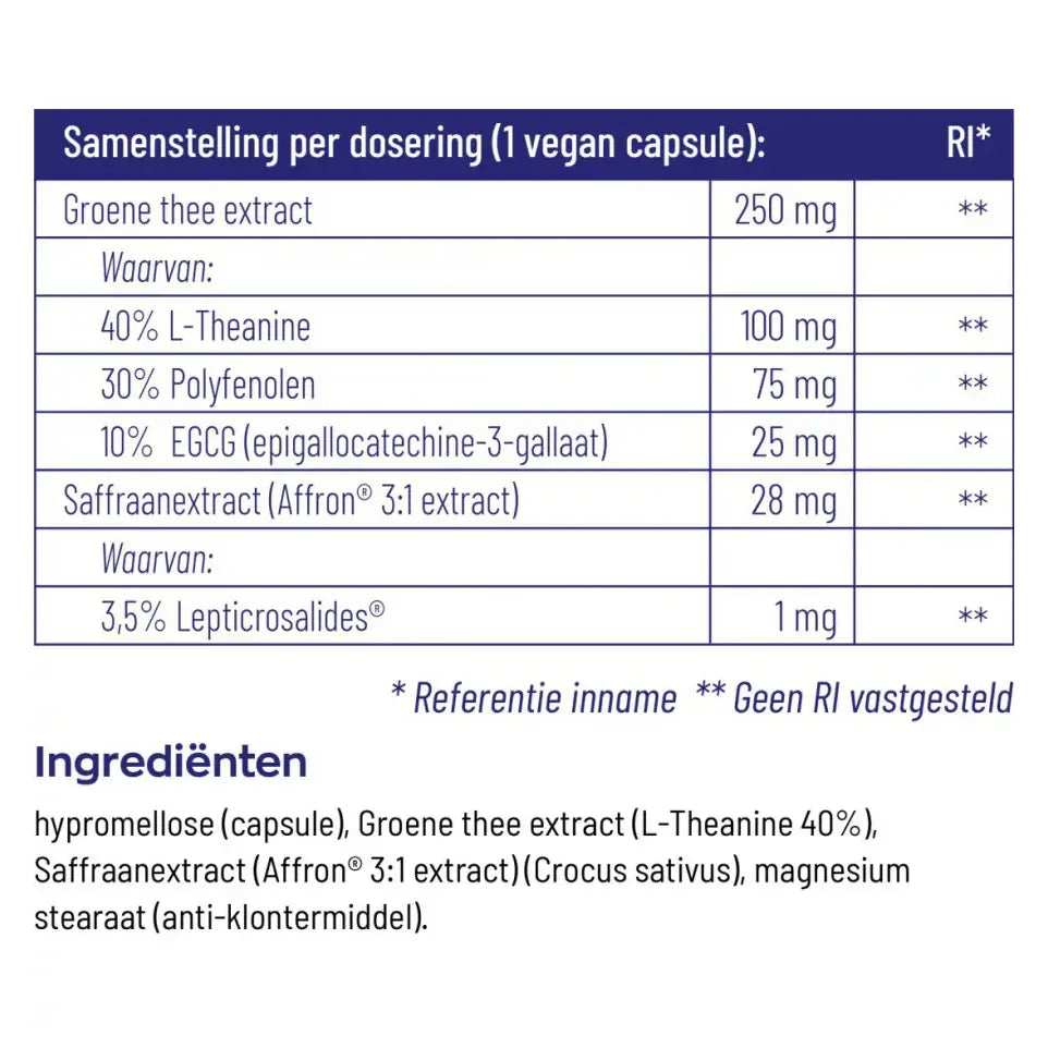Vitakruid Saffraan & L-Theanine 30 vcaps (afbeelding 4)
